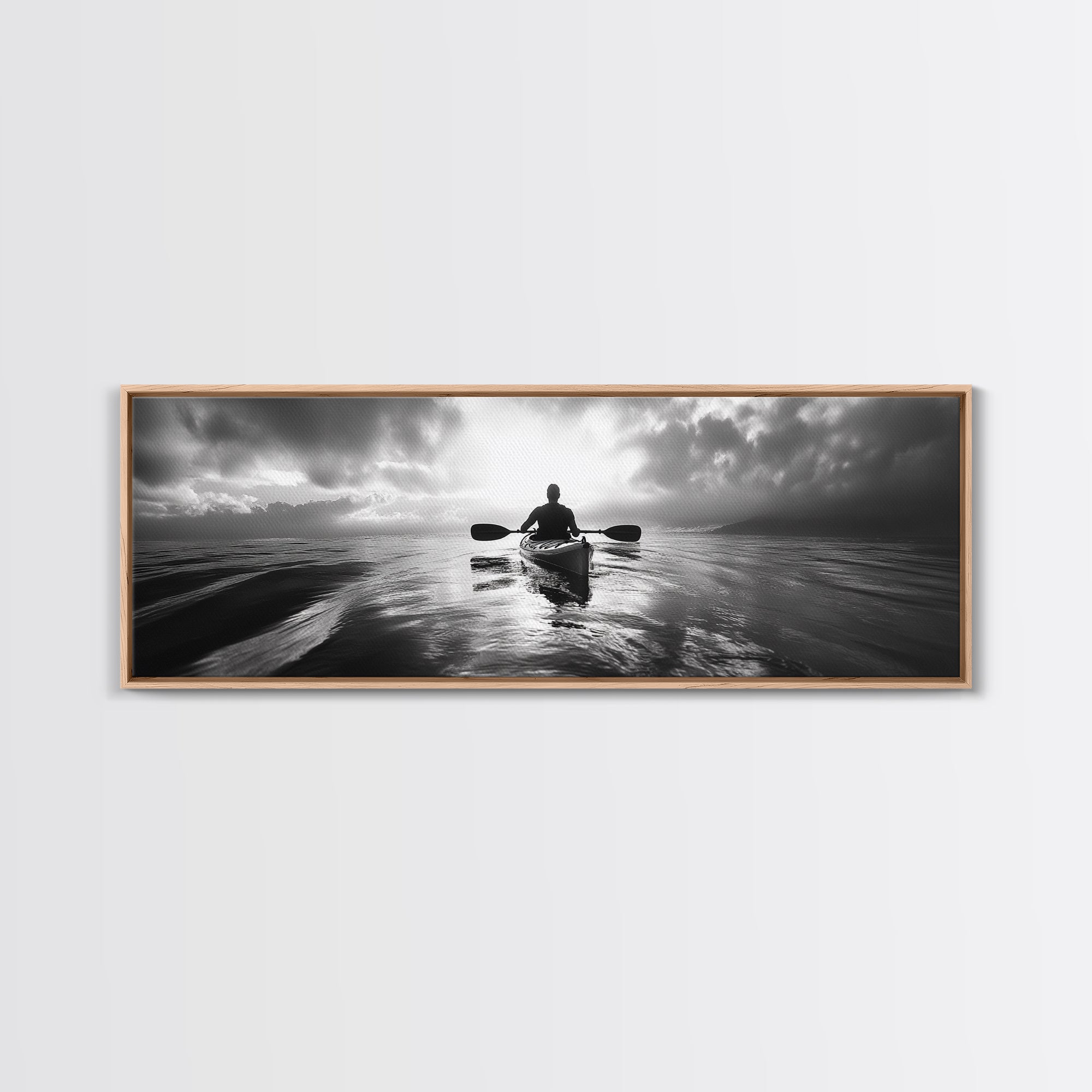 Kayaking, Sea Journey, Ocean Paddle, Canvas Print, Outdoor adventure wall art, Moody landscape, Modern living room decor, Wilderness art