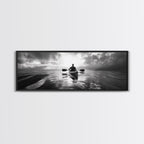 Kayaking, Sea Journey, Ocean Paddle, Canvas Print, Outdoor adventure wall art, Moody landscape, Modern living room decor, Wilderness art