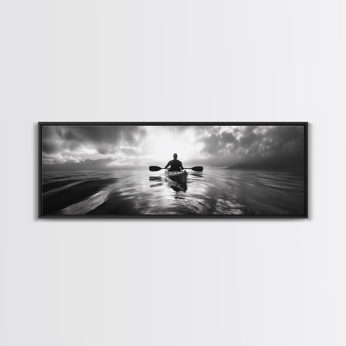 Kayaking, Sea Journey, Ocean Paddle, Canvas Print, Outdoor adventure wall art, Moody landscape, Modern living room decor, Wilderness art