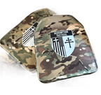 Pair of 10x12 Level IV Ceramic PE Plates Ballistic FRONT AND BACK (SIZE SMALL to LARGE) Curved with Shooters Cut