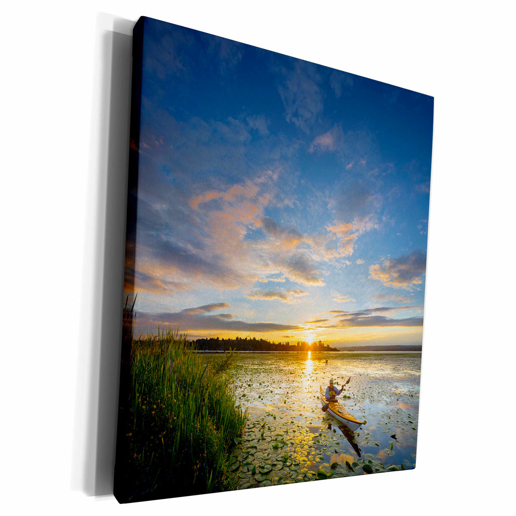3dRose USA, Washington, kayaker paddling sea kayak on Union... - Museum Grade Canvas Wrap (cw_206282)