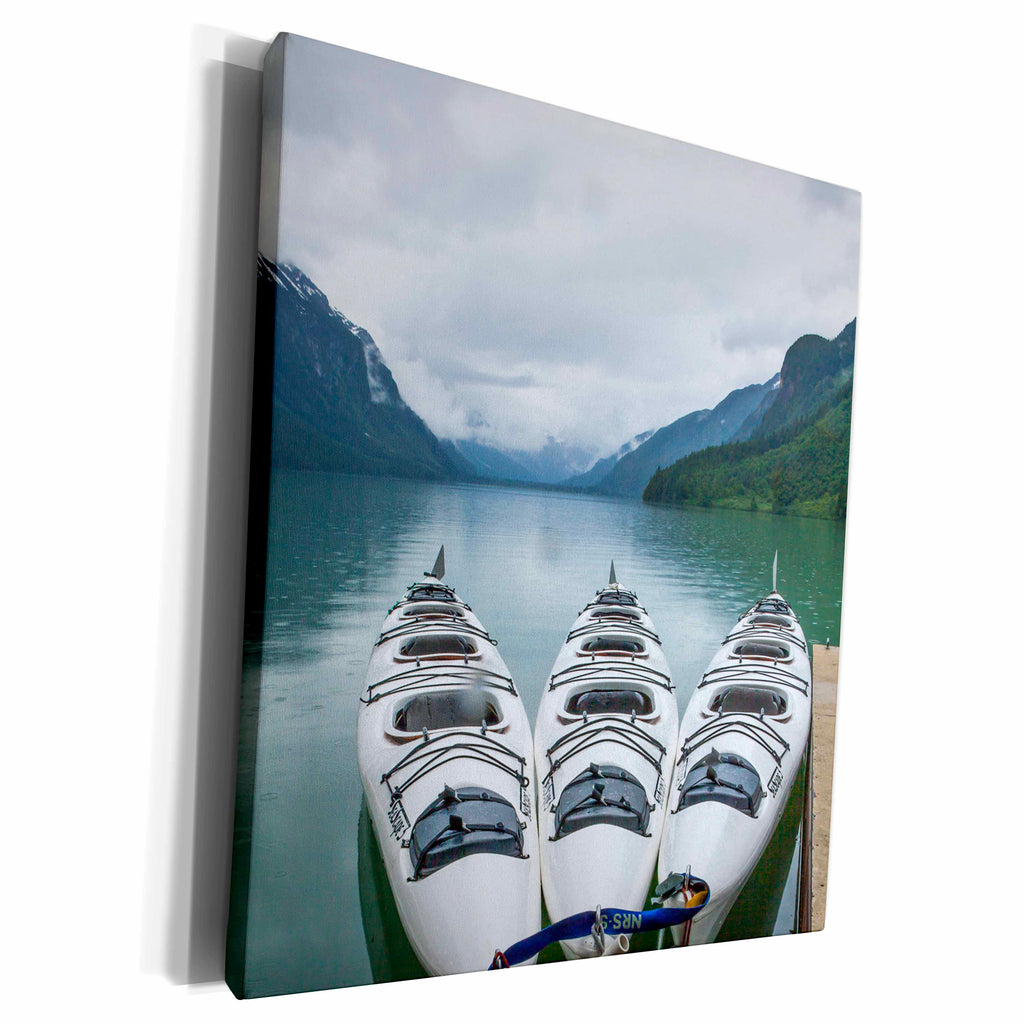 3dRose Chilkoot Lake, Kayaks at the Dock Haines, Alaska. - Museum Grade Canvas Wrap (cw_229502)