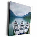 3dRose Chilkoot Lake, Kayaks at the Dock Haines, Alaska. - Museum Grade Canvas Wrap (cw_229502)