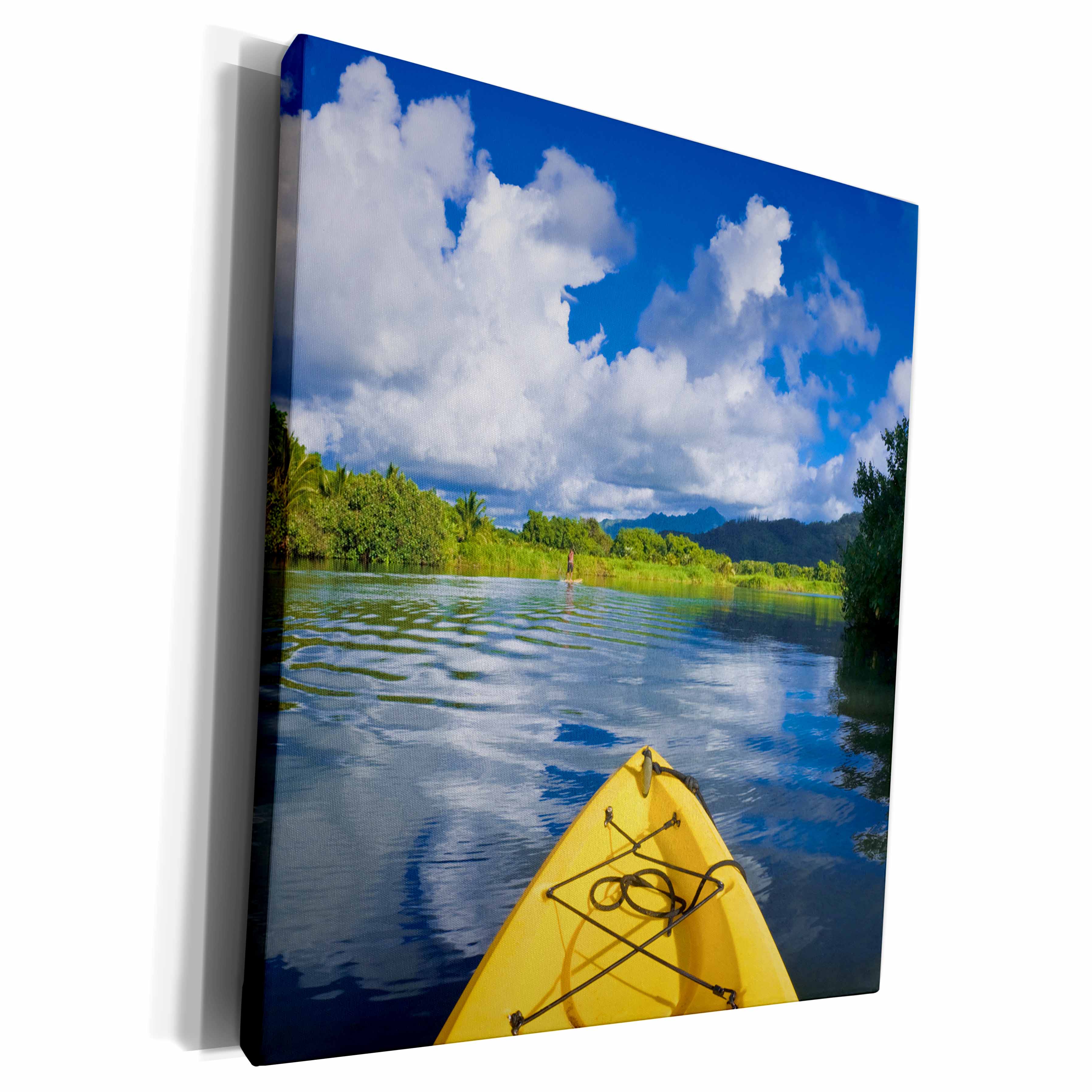 3dRose Kayak on the tranquil Hanalei River, Island of Kauai,... - Museum Grade Canvas Wrap (cw_331265)
