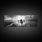 Kayaking, Sea Journey, Ocean Paddle, Canvas Print, Outdoor adventure wall art, Moody landscape, Modern living room decor, Wilderness art