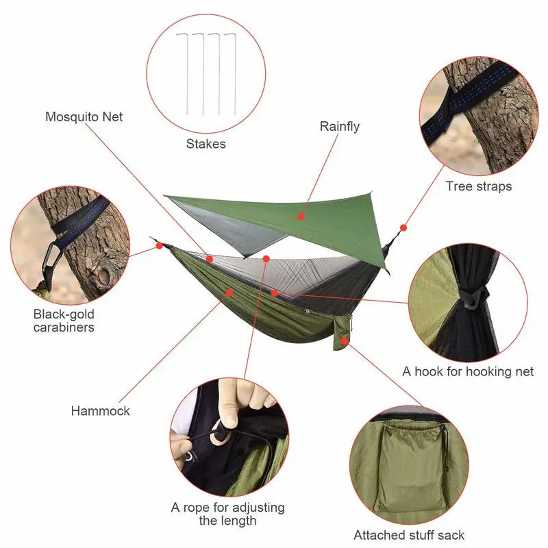 Camping Hammock Mosquito Net and Hammock Canopy Portable Nylon Hammock