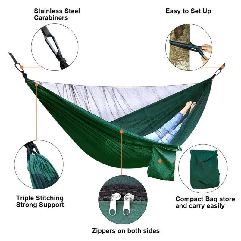 Camping Hammock Mosquito Net and Hammock Canopy Portable Nylon Hammock