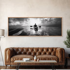 Kayaking, Sea Journey, Ocean Paddle, Canvas Print, Outdoor adventure wall art, Moody landscape, Modern living room decor, Wilderness art