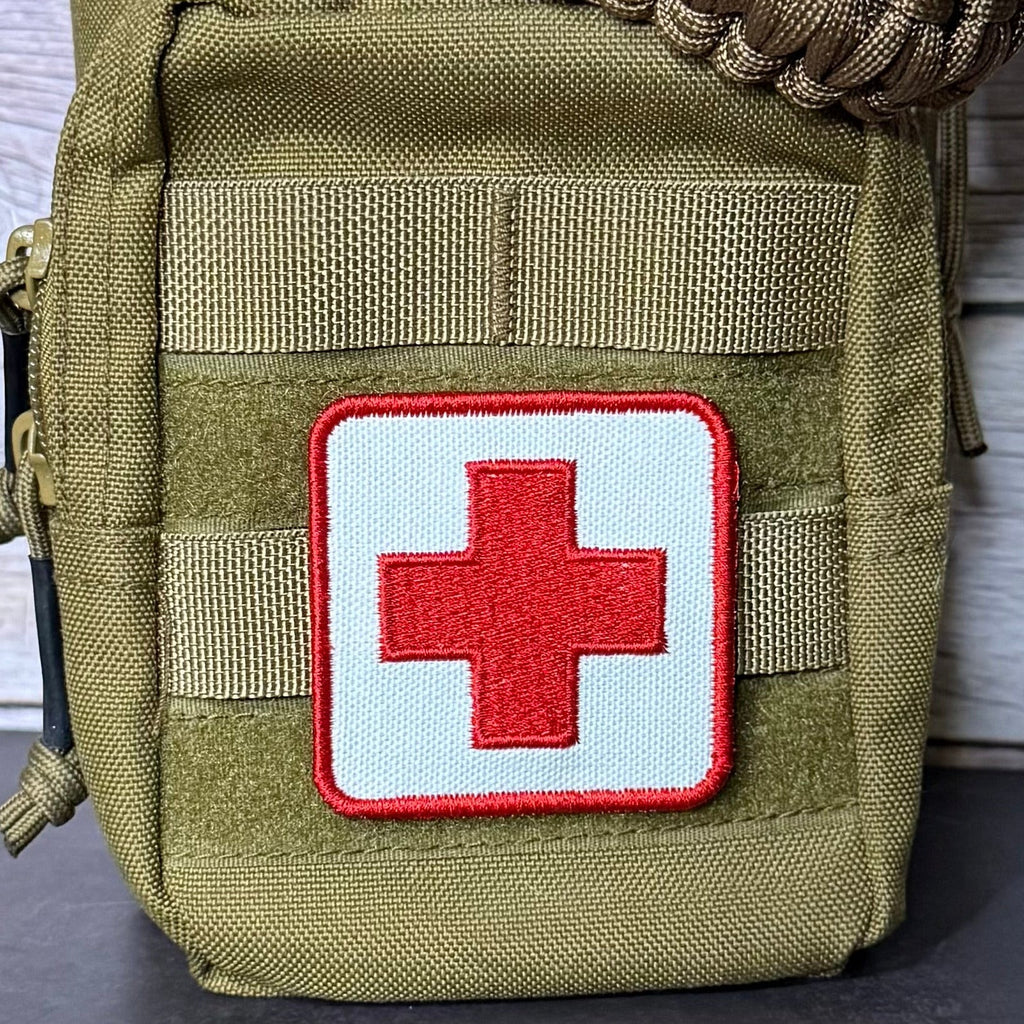 Med-Kit IFAK First-Aid Pouch ID Patch, 2.5x2.5" | Made in USA | VELCRO® Brand Hook Backing