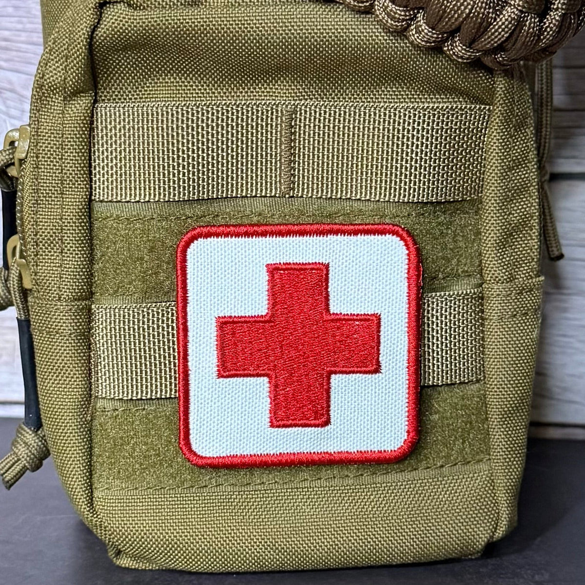 Med-Kit IFAK First-Aid Pouch ID Patch, 2.5x2.5" | Made in USA | VELCRO® Brand Hook Backing