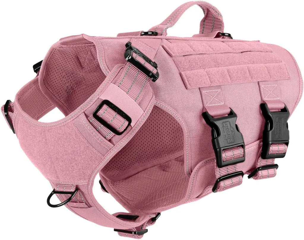 Tactical Dog Harness 6 Buckle No Pull MOLLE Vest Adjustable 3/4 Coverage