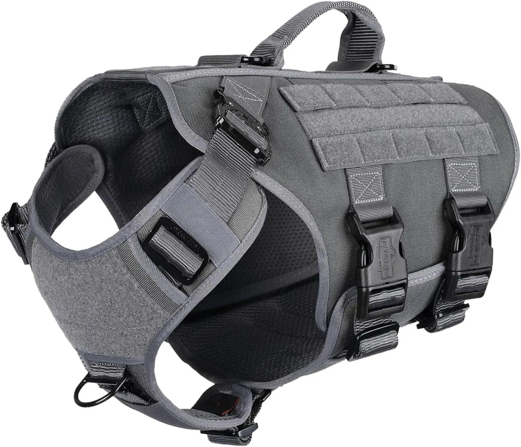 Tactical Dog Harness 6 Buckle No Pull MOLLE Vest Adjustable 3/4 Coverage
