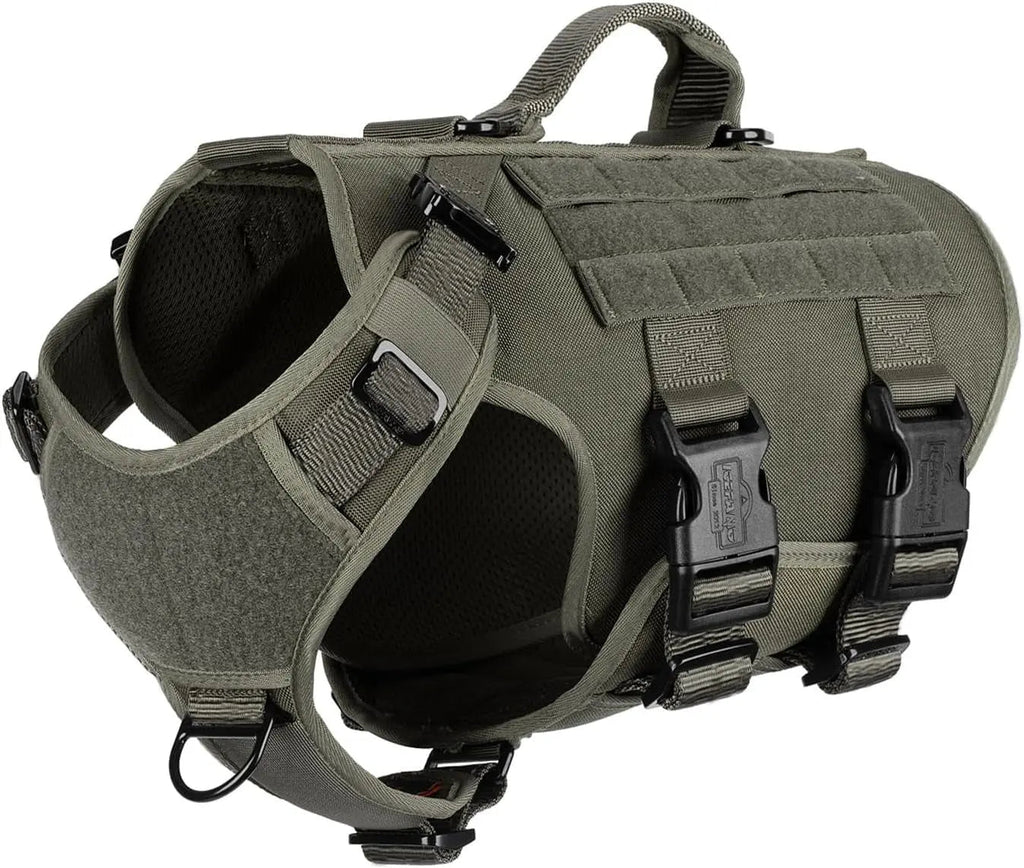 Tactical Dog Harness 6 Buckle No Pull MOLLE Vest Adjustable 3/4 Coverage