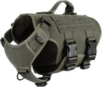 Tactical Dog Harness 6 Buckle No Pull MOLLE Vest Adjustable 3/4 Coverage