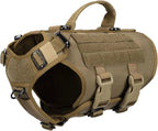 Tactical Dog Harness 6 Buckle No Pull MOLLE Vest Adjustable 3/4 Coverage