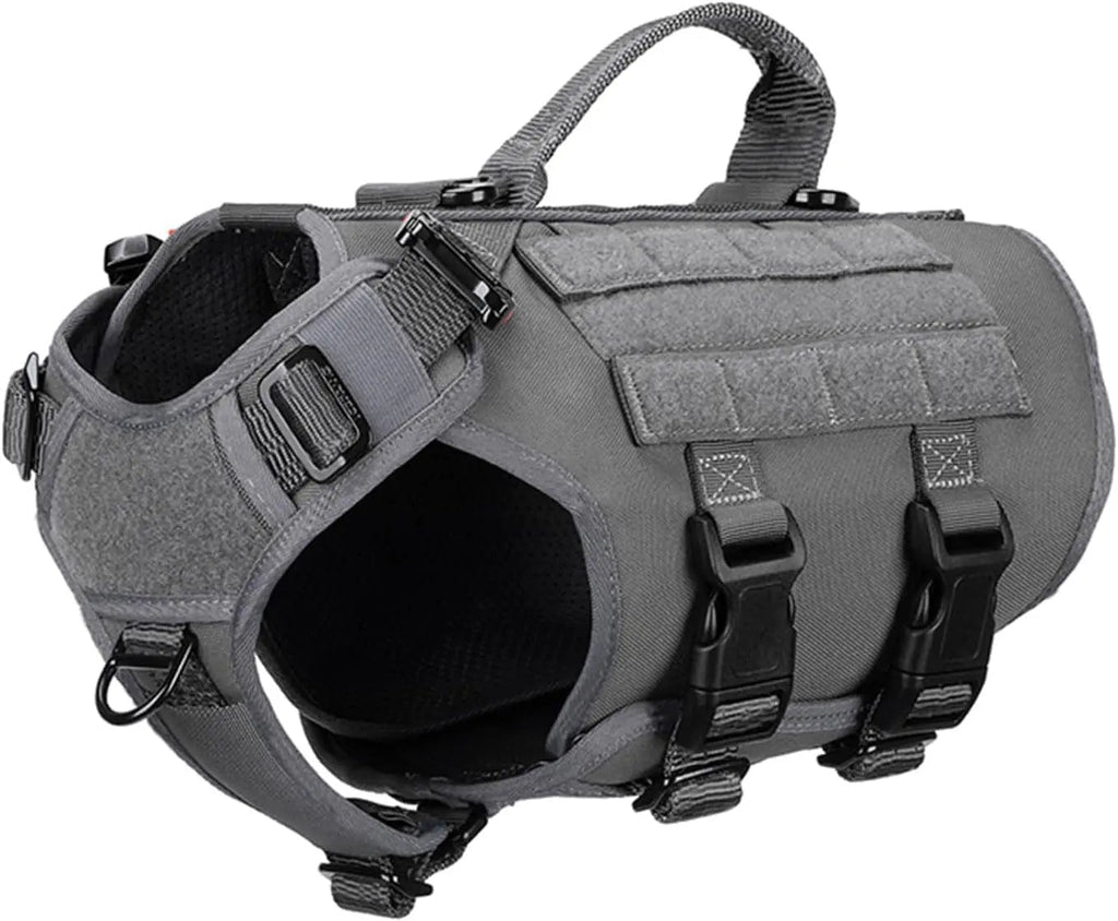 Tactical Dog Harness 6 Buckle No Pull MOLLE Vest Adjustable 3/4 Coverage