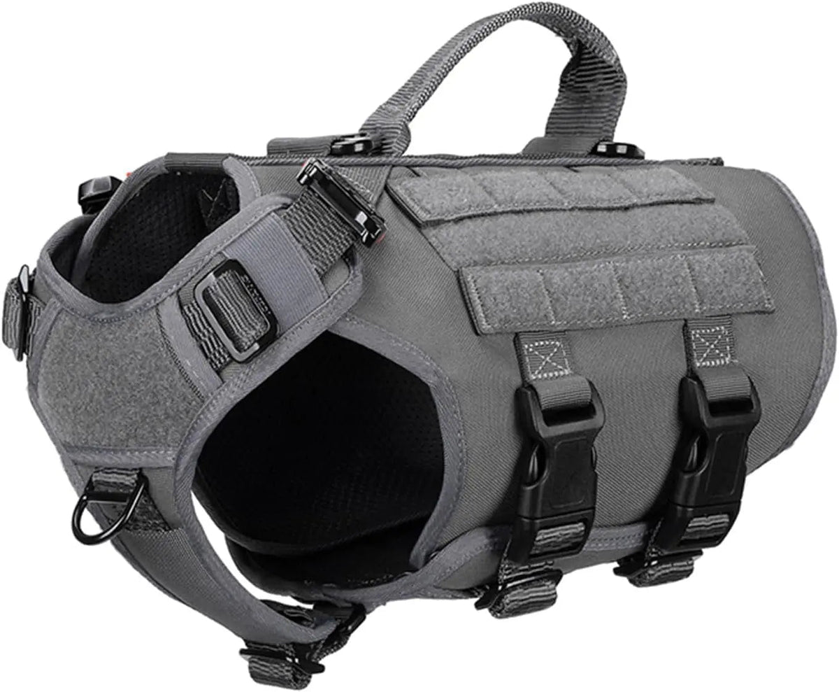 Tactical Dog Harness 6 Buckle No Pull MOLLE Vest Adjustable 3/4 Coverage