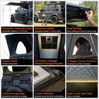 Explorer Plus Rooftop Tent Hardshell with Side Awning, Air Conditioner Outlet with Bracket, Luggage Racks&Replaceable Netting Rain Curtain, Truck Bed Tent for Camping, Pop Up SUV Roof Top Tent