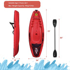 6 Feet Youth Kids Kayak with Bonus Paddle and Folding Backrest for Kid Over 5